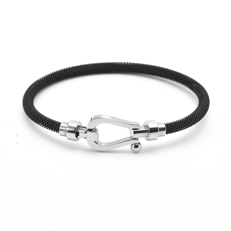 

Нержавеющая сталь полированная Подкова шармы-соединители карабин для DIY кожаный силиконовый браслет подключение кружева ювелирных изделий