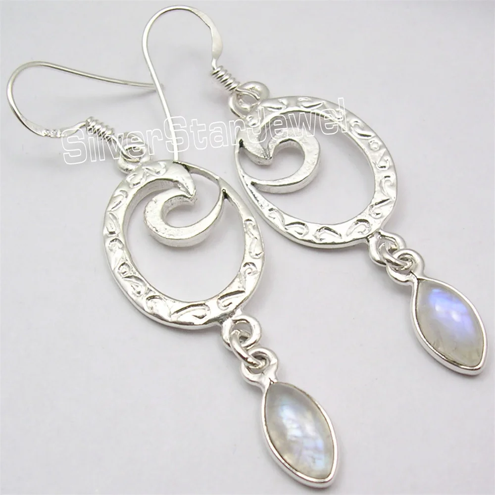 

Many Color Semi-precious Stone Dangling Earrings 2.1"