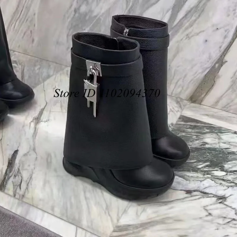 Длинные сапоги из зернистой кожи на толстой резиновой подошве женские