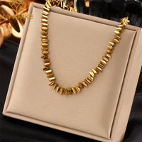 xiyanike 316l stainless steel necklace for women gold color blocky temperament irregular trendy design simple geometric jewelry