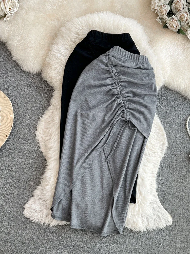 

American Retro Mini Skirts for Women Irregular High Waist Shirring Sheath Female Bud Skirt Streetwear Sexy Skirt Dropshipping