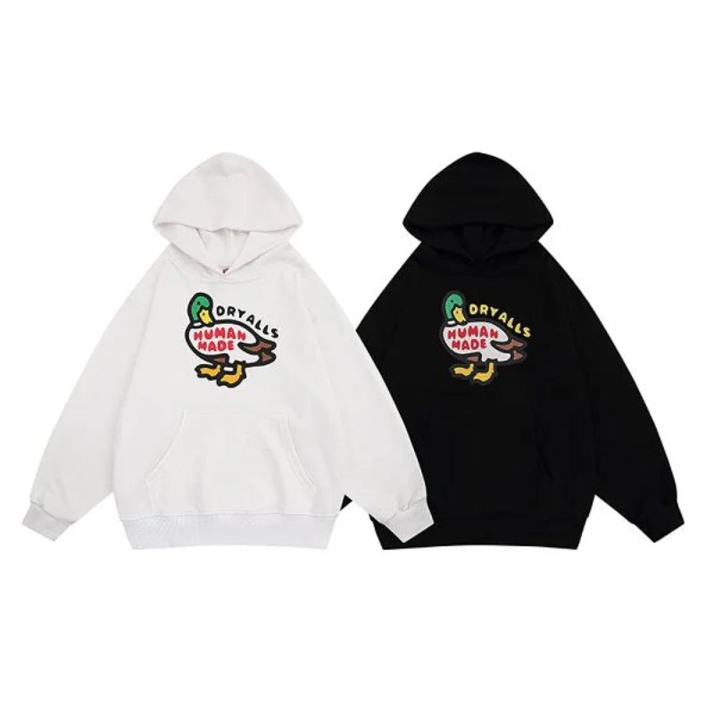 

23SS Cartoon Duck Print HUMAN MADE Hoodie Men Women EU Size 100% Cotton HUMAN MADE Pullover Casual Autumn Winter Skateboard