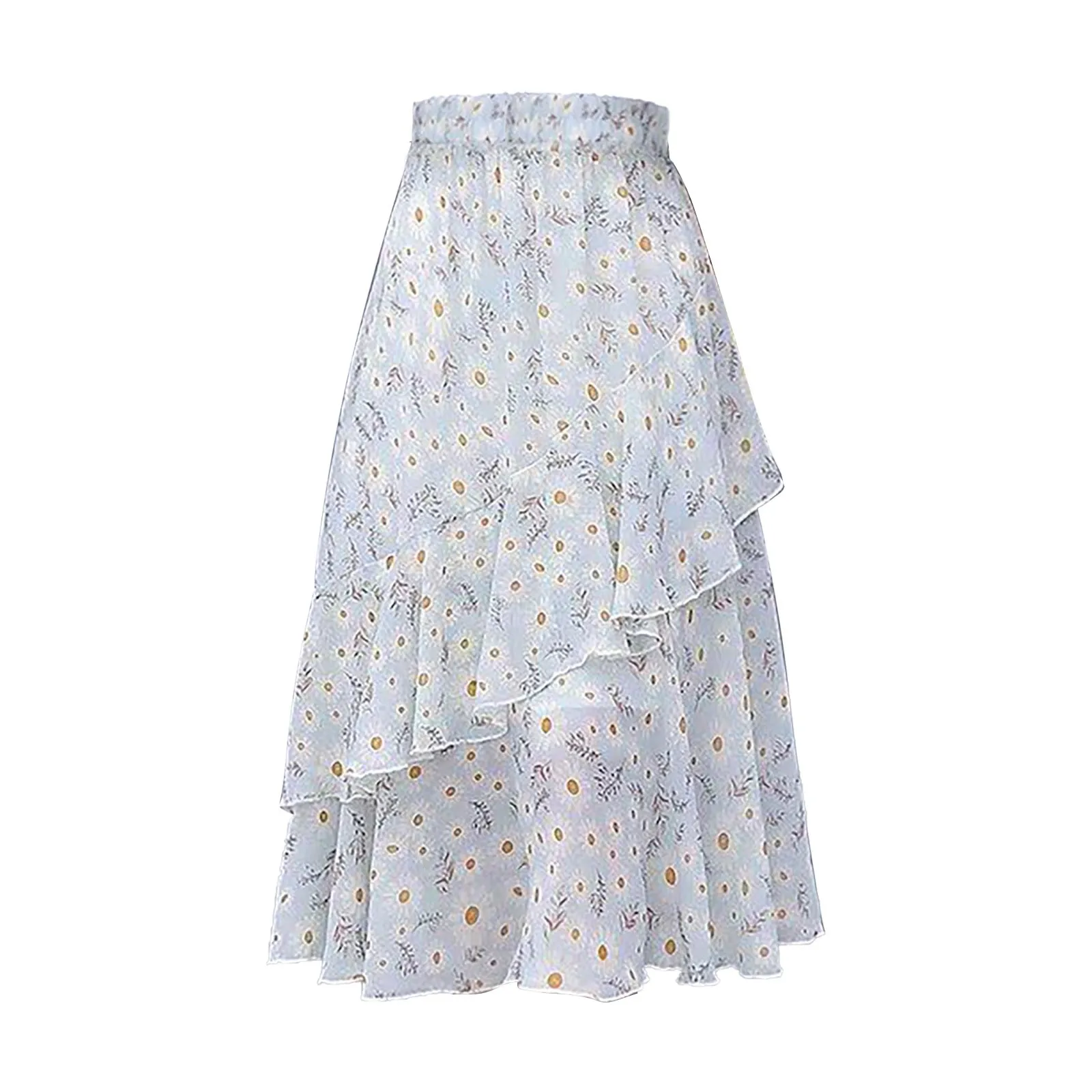 

Chiffon Skirt Small Fresh Little Daisy Fragmented Flower Long Skirt Trailer Skirting