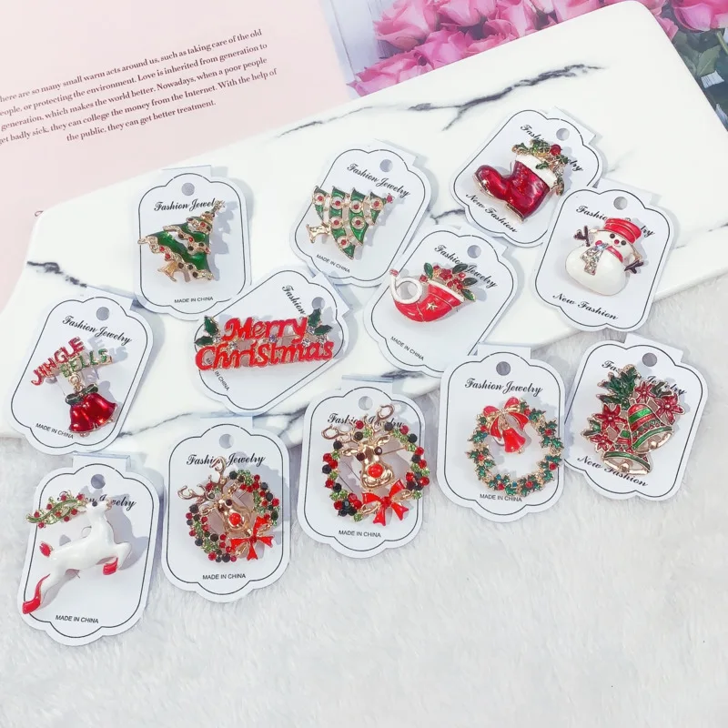 

2022 New Arrival Suit Brooch Jewlery Rhinestone Color Oil Dripping Alloy Badge Brooches Cartoon Santa Series Brooches Gifts