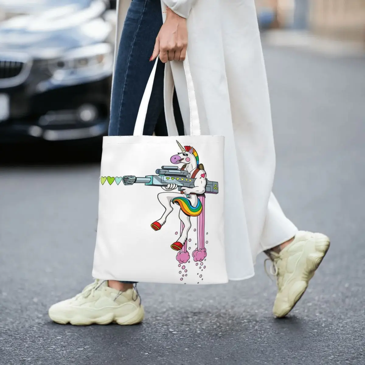 

Don't With Unicorns Funny Women Canvas Handbag Large Capacity Shopper Bag Tote Bag withSmall Shoulder Bag