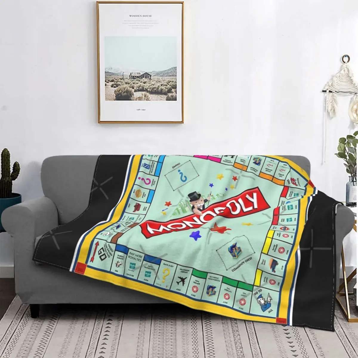 

Manta de juego de mesa Monopoly, colcha a cuadros para cama, sofá, cama, manta de muselina, textil de lujo para el hogar