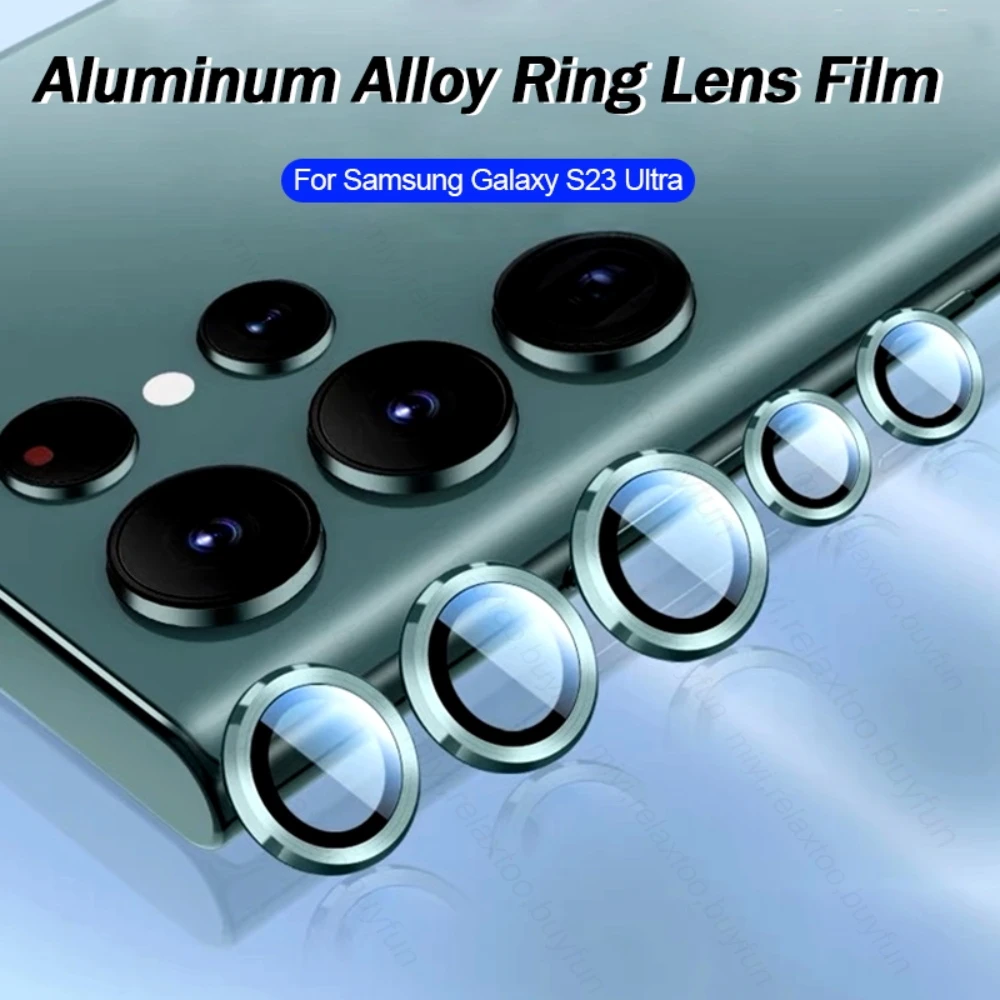 

Закаленное стекло S23Ultra для камеры, Защита экрана для Samsung Galaxy S23, ультра Задняя крышка объектива из сплава с кольцом SamsungS23 Plus S23 + фото