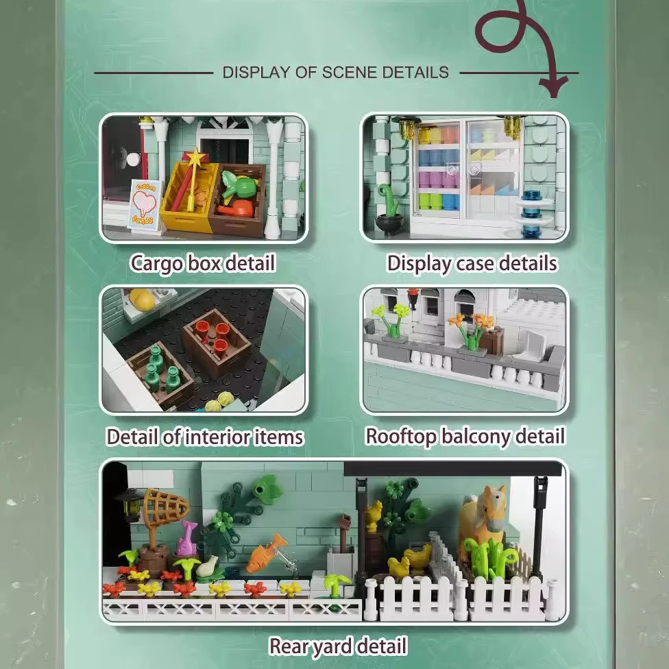 2225 шт. Детский конструктор зеленая Роза