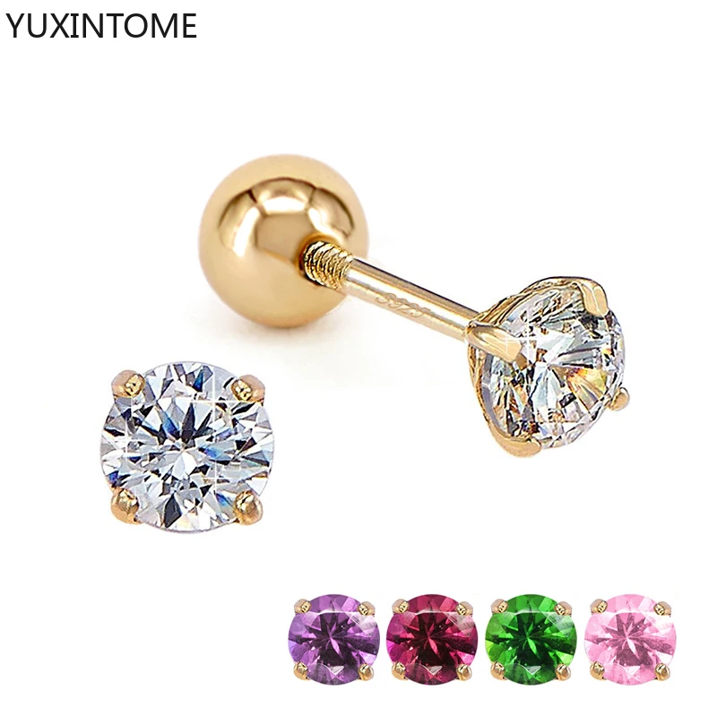 

Luxury 925 Sterling Silver Ear Studs Color Sparkling Crystal Zircon Earrings Cartilage Stud Earrings for women Fashion Jewelry