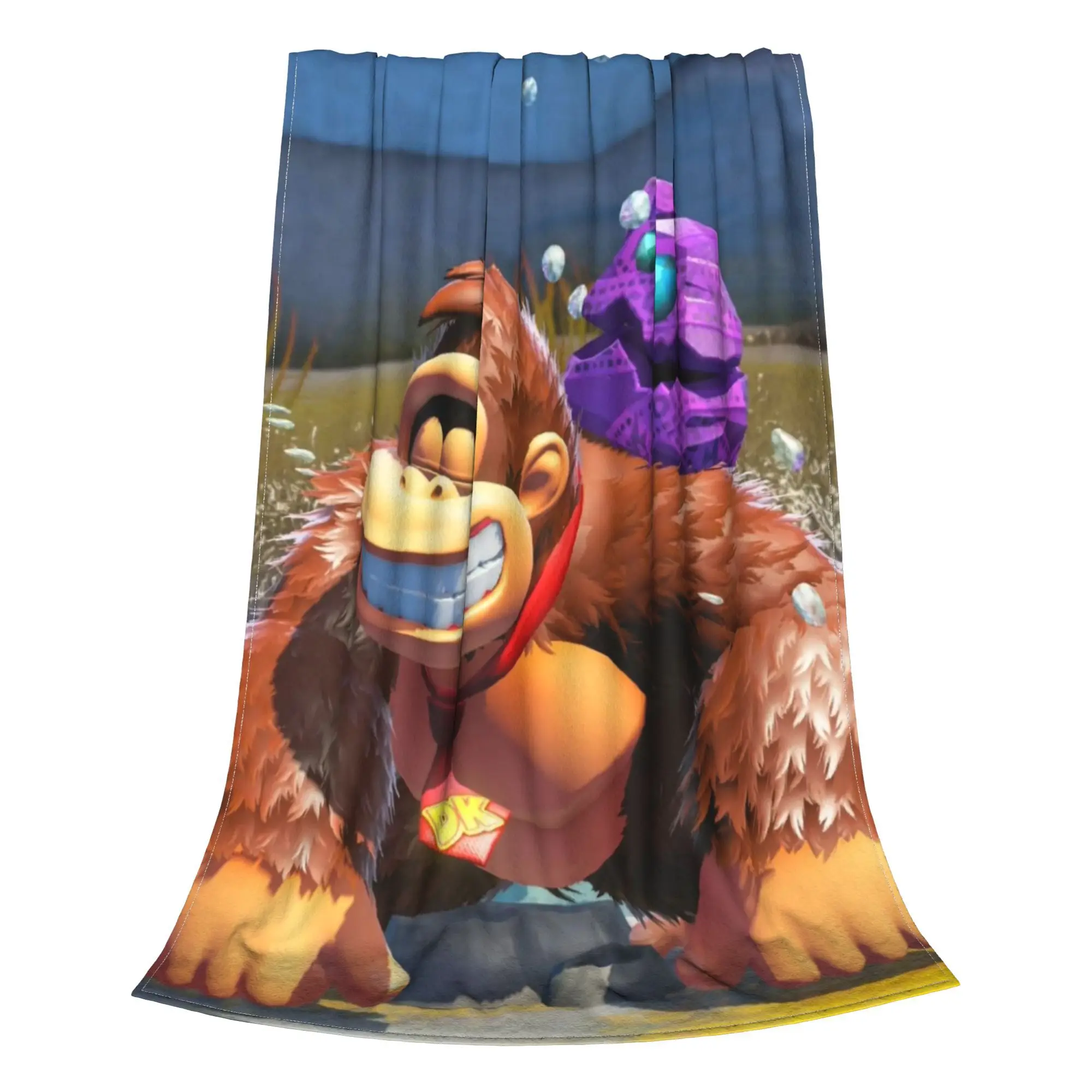 Фото Игровое одеяло Donkey Kong Bananza, теплое флисовое одеяло для дивана, постельное белье, дорожные пледы, покрывало, одеяло №3