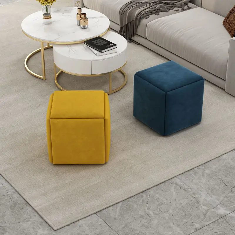 

Cube Stool Living Room Small Ottomans Multi Functional Stackable Combination Five In One Square Banqueta Furniture WK