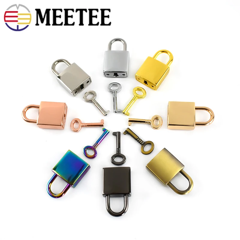 

Meetee 2/5sets Hardware Accessories Jewelry Locks Clasp Metal Keys Padlocks for Luggage Box Decor Lock Buckle DIY Spring Clasp