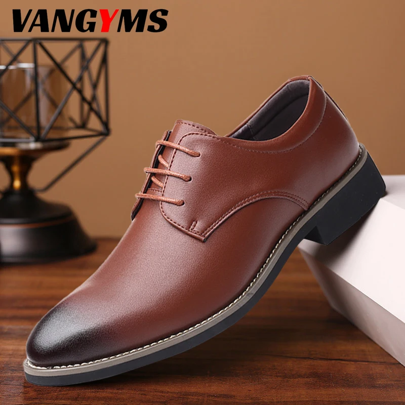 

Leather Wedding Shoe 2022 Men's Leather Shoes Rubber Sole Soles Men's Office Business Format Shoes Large Size 48 Męskie Buty