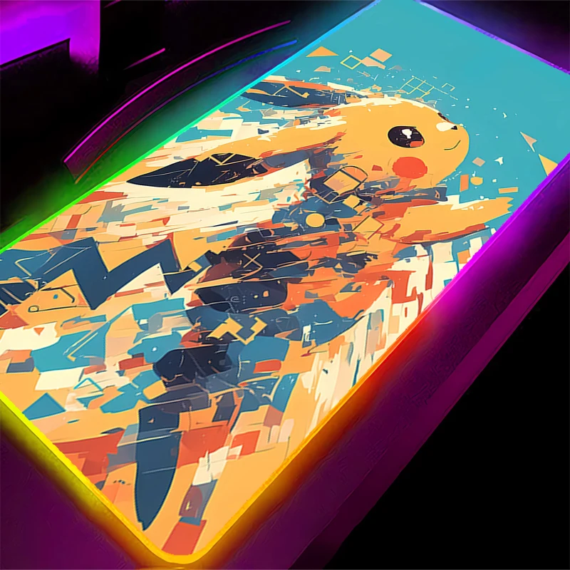 Большой коврик для мыши RGB P-Pokemon Pikachu 90x40 см, для ПК, для киберспорта, с подсветкой, для ноутбука, компьютера, клавиатуры, светодиодный коврик для мыши XXL (art.: 3920d82e577ce) - 3920d82e577ce