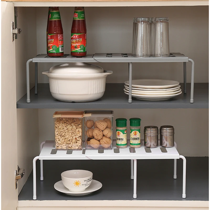 kitchen retractable plastic storage rack floor seasoning tableware storage rack space saving cabinet layered organizer shelves free global shipping