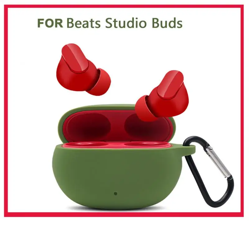 

Silicone Case For Beats Studio Buds Bluetooth-compatible Earphone Protective Cover With Hook Anti-shock Headphone Accessories