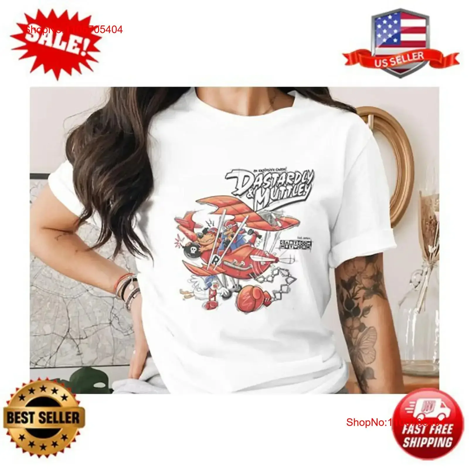 Фото Футболка Dastardly Muttley Wacky Races Flying Machine с длинными или короткими рукавами, винтажная, стильная, мужская, унисекс, дышащая, с эффектом потертости.