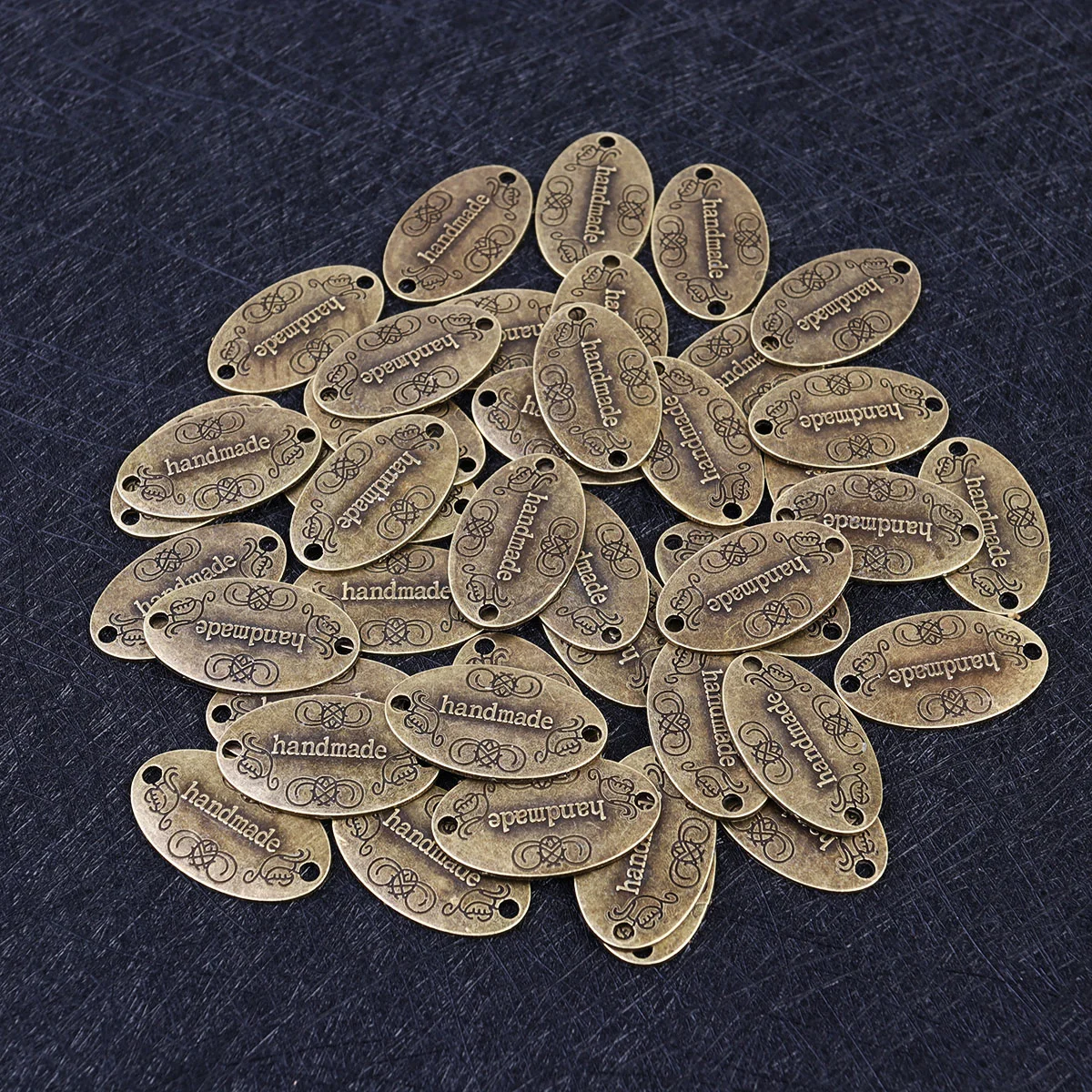 

60pcs Retro Handmade Pendant Delicate Metal Label Charms DIY Jewelry Making Accessories For Necklace Bracelet(Golden)