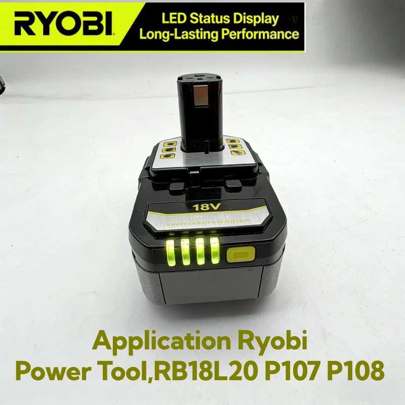 Фото Аккумулятор RYOBI 18В 6.0Ач Li-ion, P104 P107 RB18L50 RB18L20 P108, высокоемкостный перезаряжаемый аккумулятор, многофункциональный аккумулятор №3