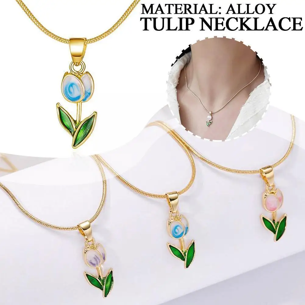 

Fashion Aesthetic Floral Collarbone Chain Necklace Flower Chain Romantic Party Jewelry Collar Eleganc Tulip Wedding With Vi O7A2
