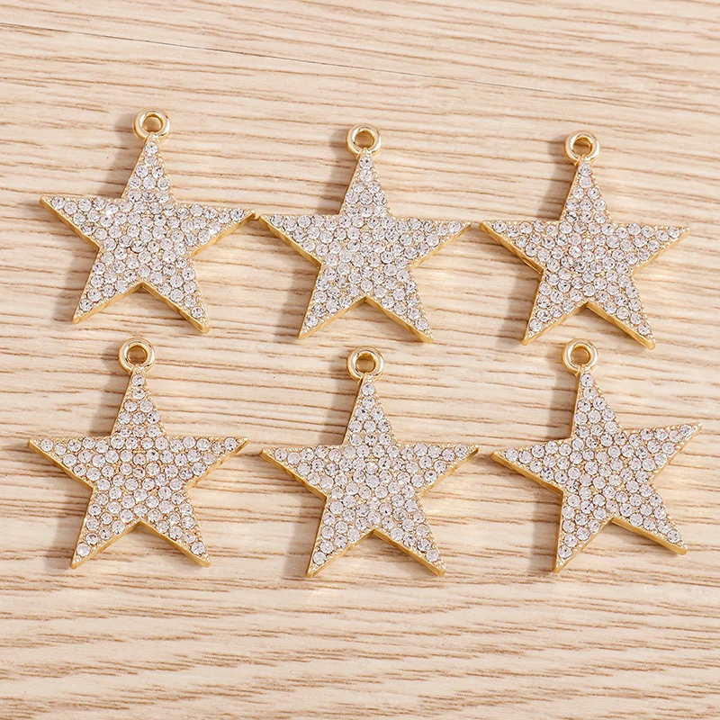 

4pcs 22x24mm Delicate Crystal Star Charms for Jewelry Making Girls Cute Drop Earrings Pendants Necklaces DIY Bracelets Gifts