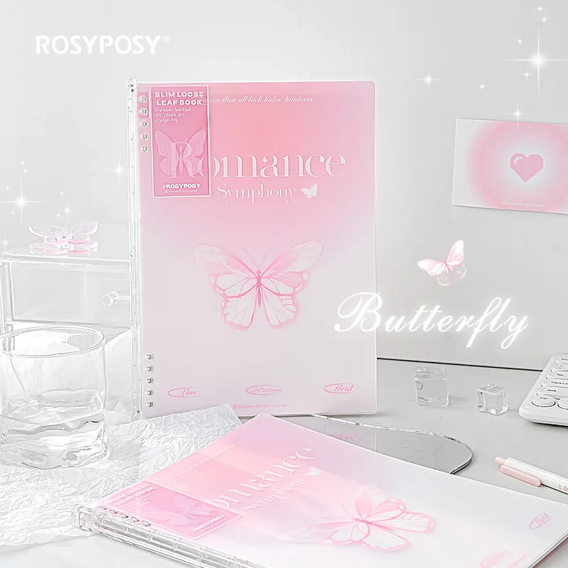 

40 Sheets Pink Butterfly Loose-Leaf Notebook Refill Japanese Style Notebook 3d Art Memo Pad Cute Korean Stationery