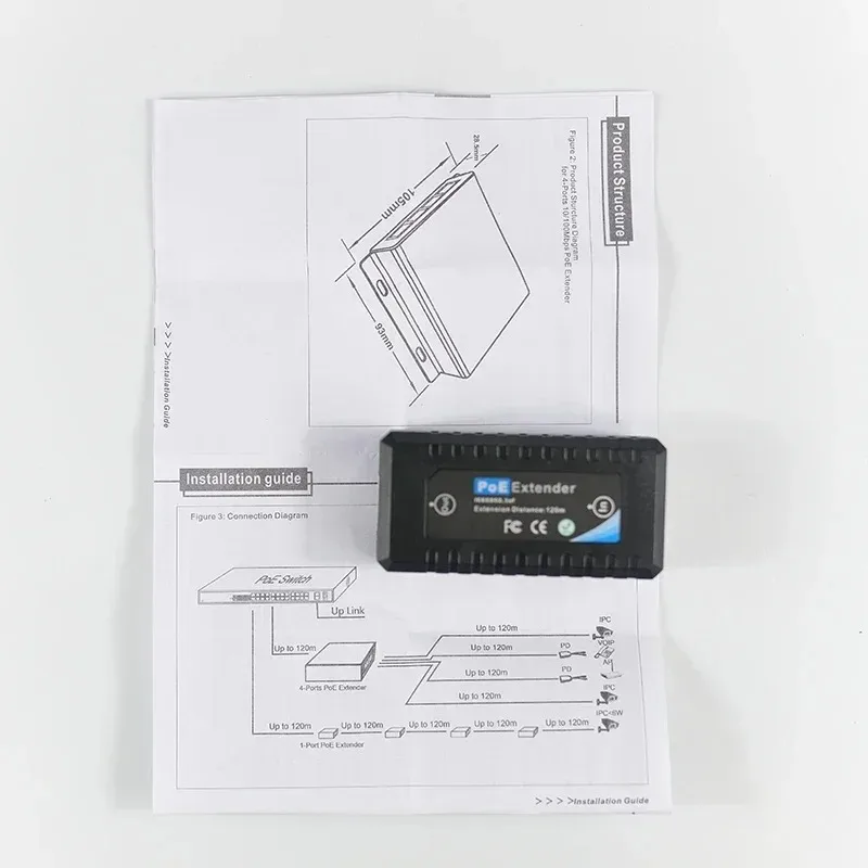 Пассивный 1-портовый удлинитель Ethernet POE/повторитель для IP-камер видеонаблюдения
