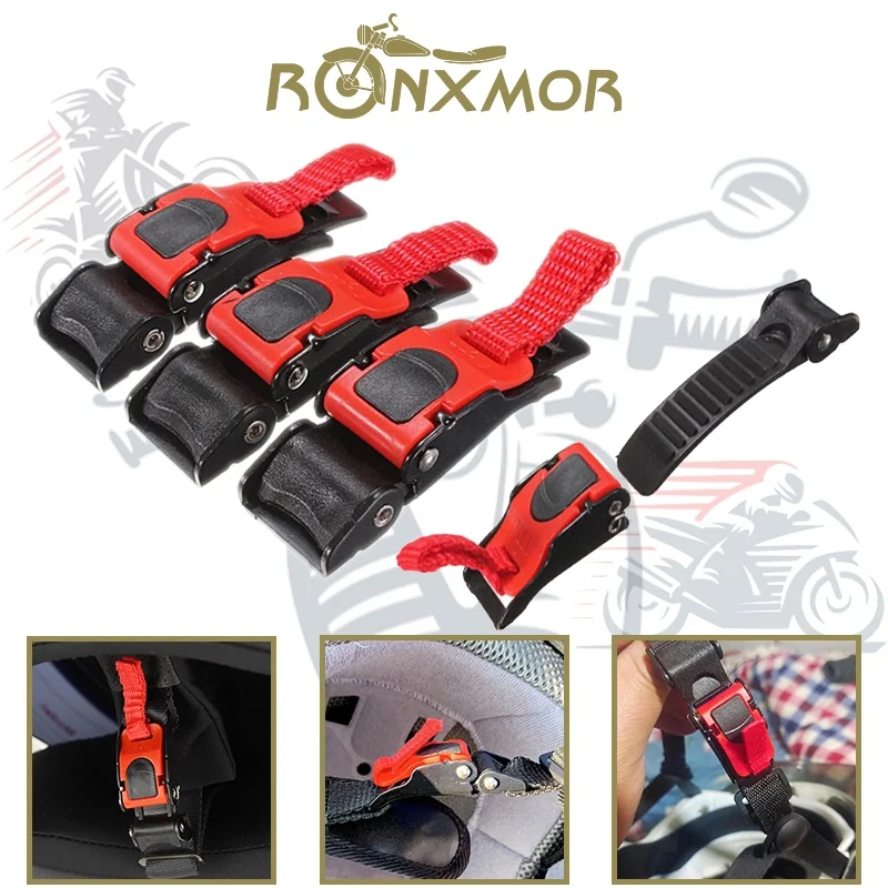 

RONXMOR 1PC Plastic Motorcycle Helmet Speed Clip Chin Strap Quick Release Pull Buckle Black + Red Lock