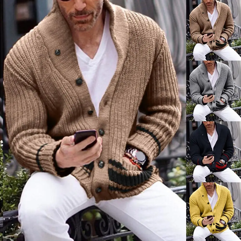 

Trendy Men Sweater Colorfast Soft Stretch Anti-shrink Winter Sweater