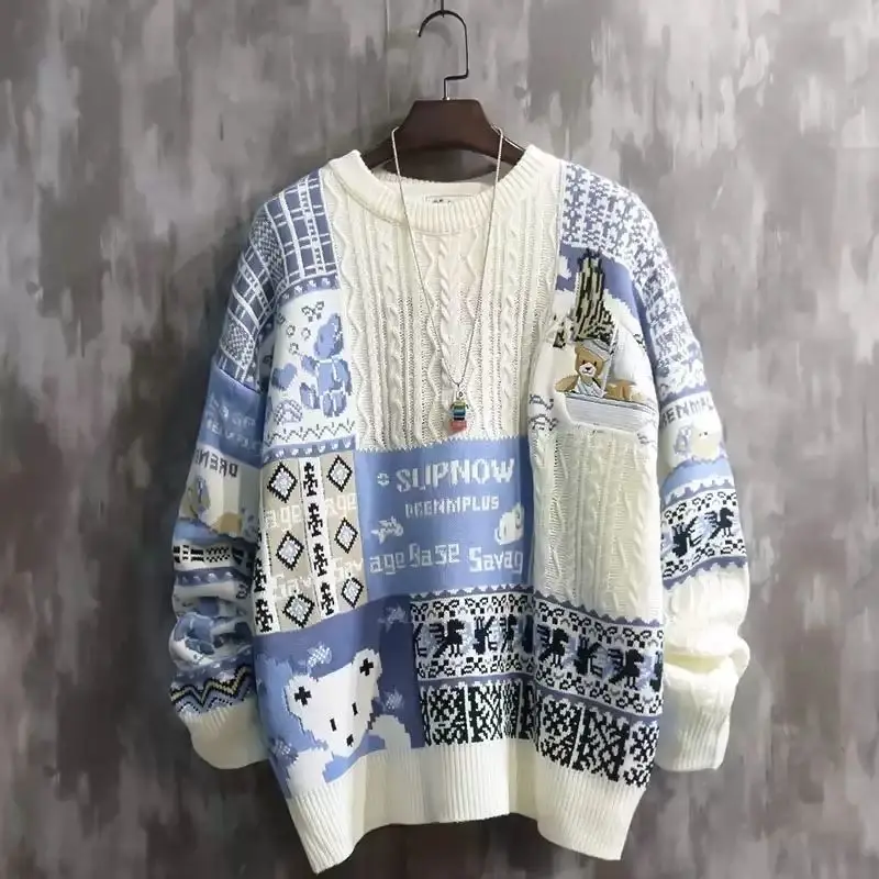 

Autumn winter Pullover warm knitted sweater jacket embroidered fashion knitted pullover jacket loose sweater 2022 new style