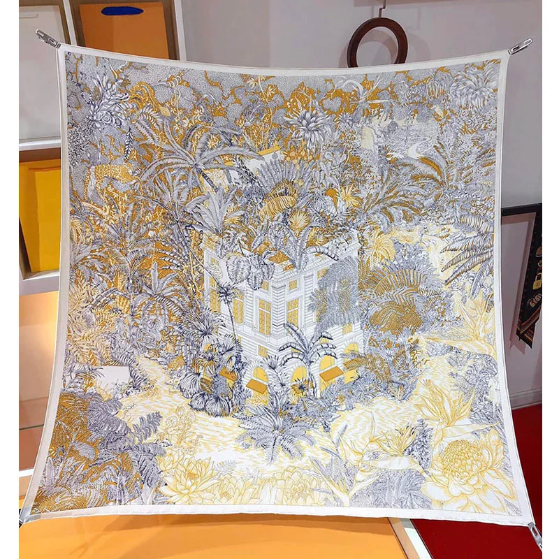 

Luxury Brand New In High-grade Silk Scarves Women's Spring Autumn Silk Square Shawls 목도리 Hijabs Kerchief for Woman Hot Sale