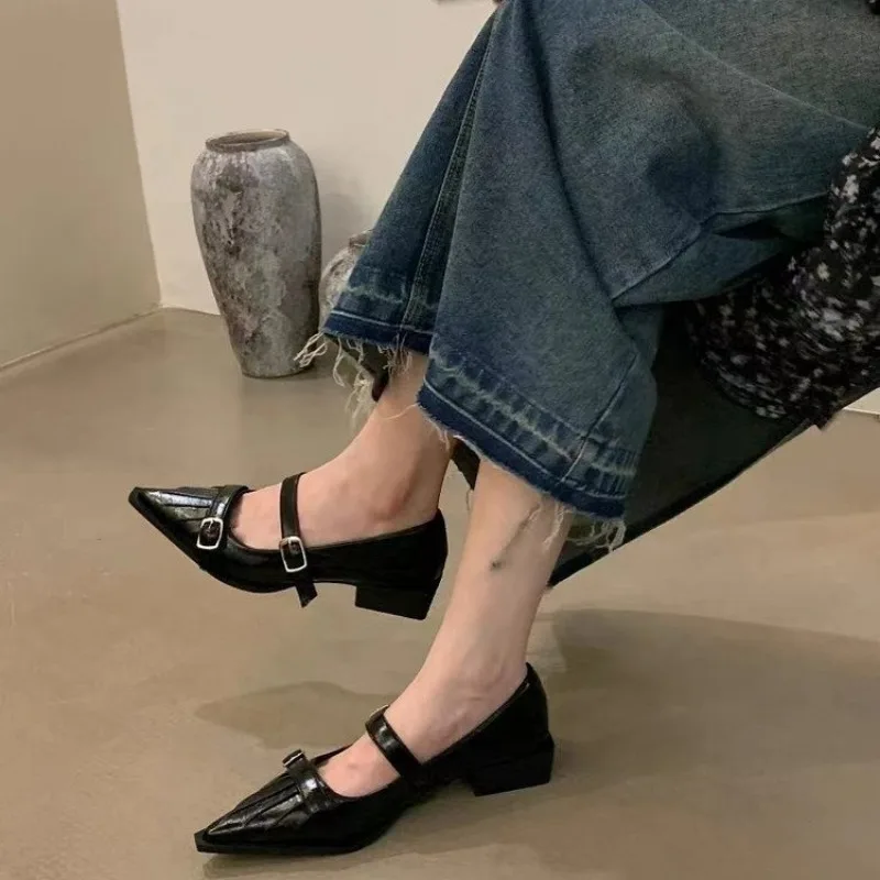 Женские лоферы с острым носком Новое поступление 2024 черное коричневое белое