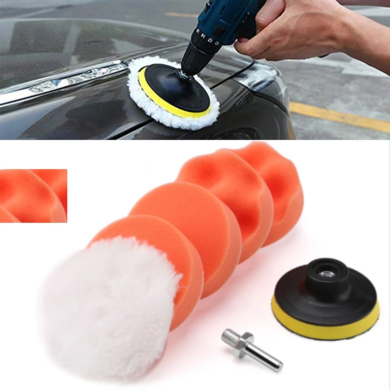 

7Pcs Set 3 inch Car Polishing Pad Sponge Buffing Waxing Clean Polish Buffer Drill Wheel Polisher Removes Scratches Car Repair