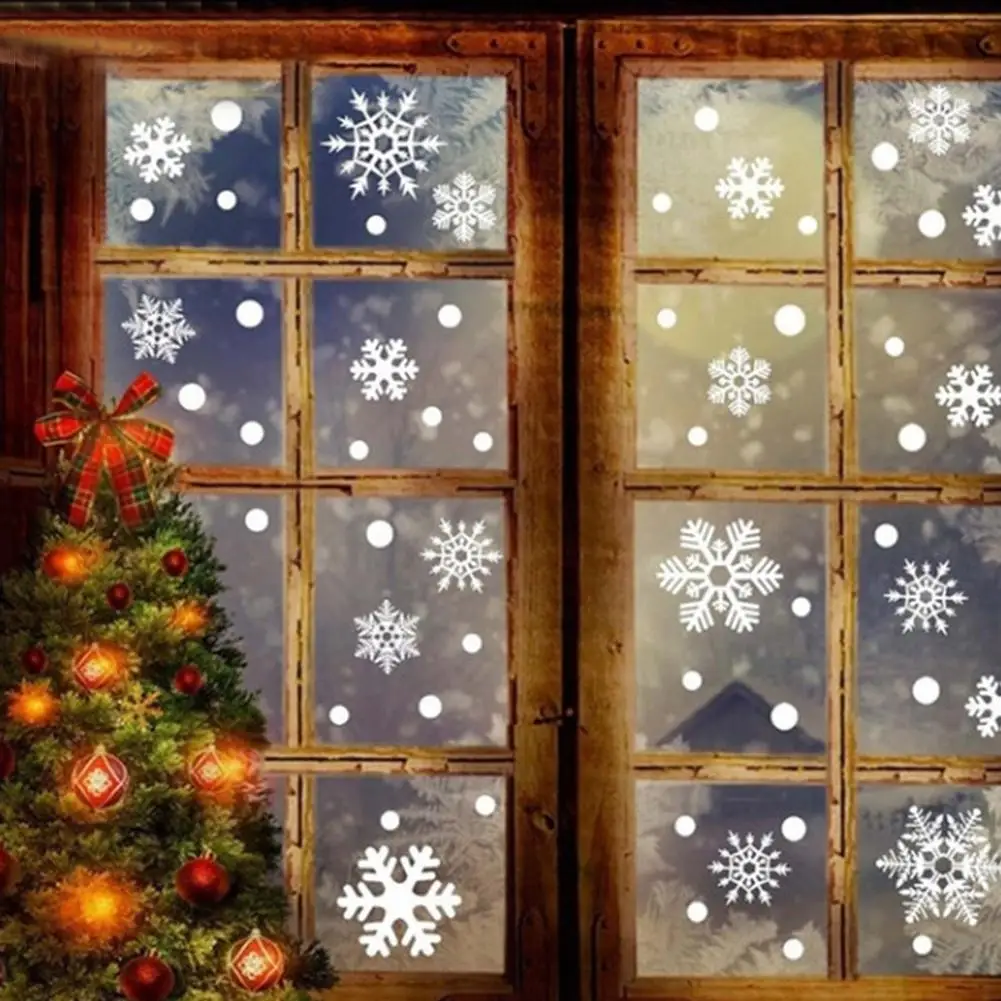 

2pcs Christmas Snowflake Window Stickers Removable Electrostatic Window Clings Decals For Home New Year Gift dropshipping
