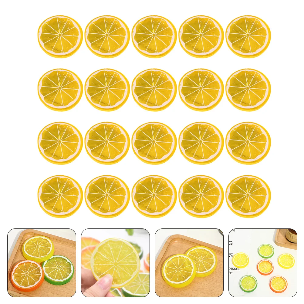 

20 Pcs Plastic Lemons Imitation Slice Fake Slices Realistic Artificial Fruit Props Kitchen Pretend Simulation Ornaments