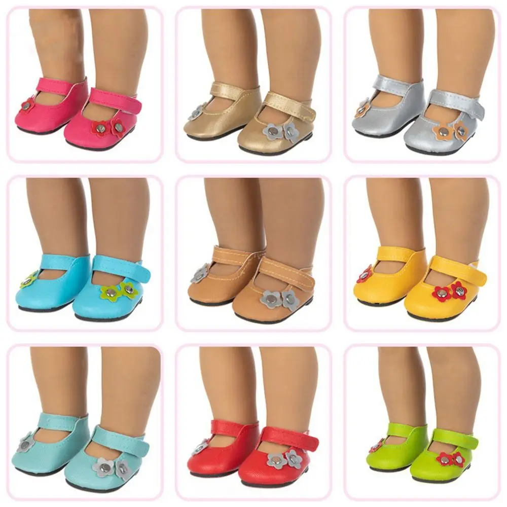 

7cm Doll PU Leather Shoes Boots For 18Inch Doll Flower Decoration Shoes Clothes Accessories For OG 1/3 BJD DIY Girl Doll