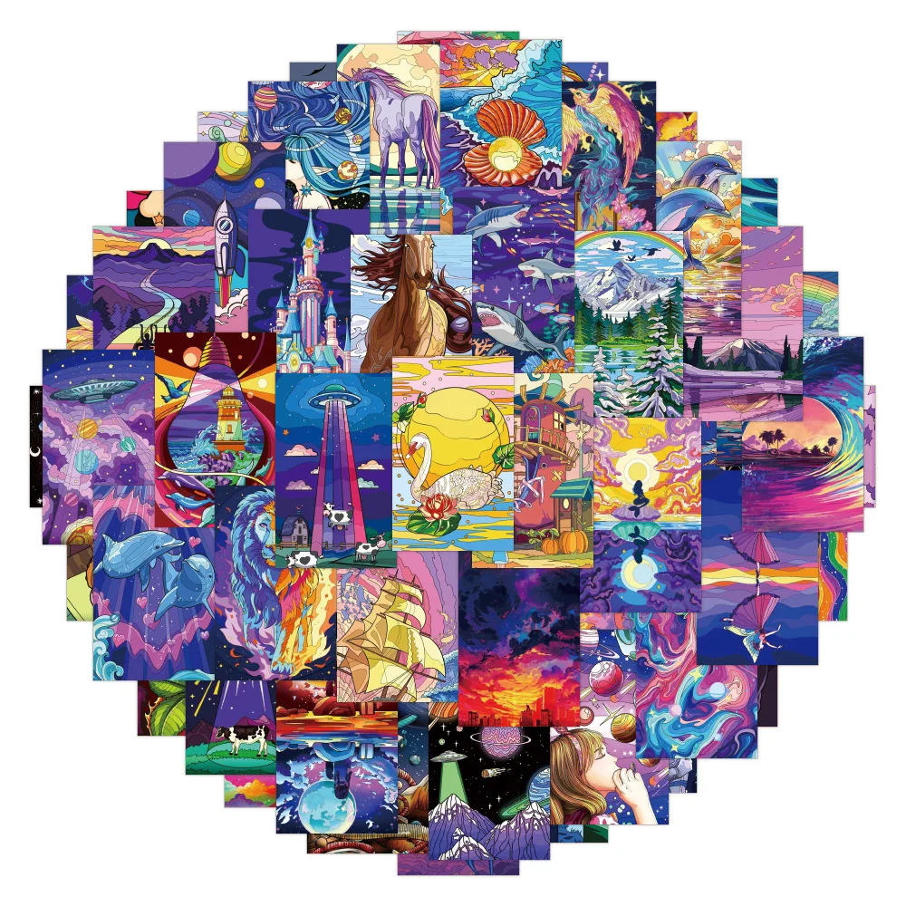 

Стильные водонепроницаемые Мультяшные наклейки в стиле INS со звездным небом, 10/30/60 шт.