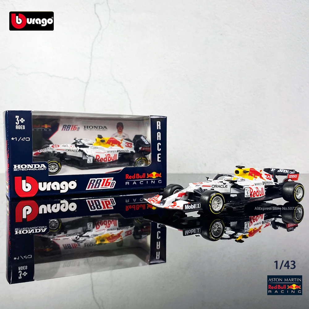 

Bburago 1:43 F1 Red Bull Team 2021, новинка, RB16B № 33, модель автомобиля Verstappen, коллекционные изделия из металлического литья под давлением