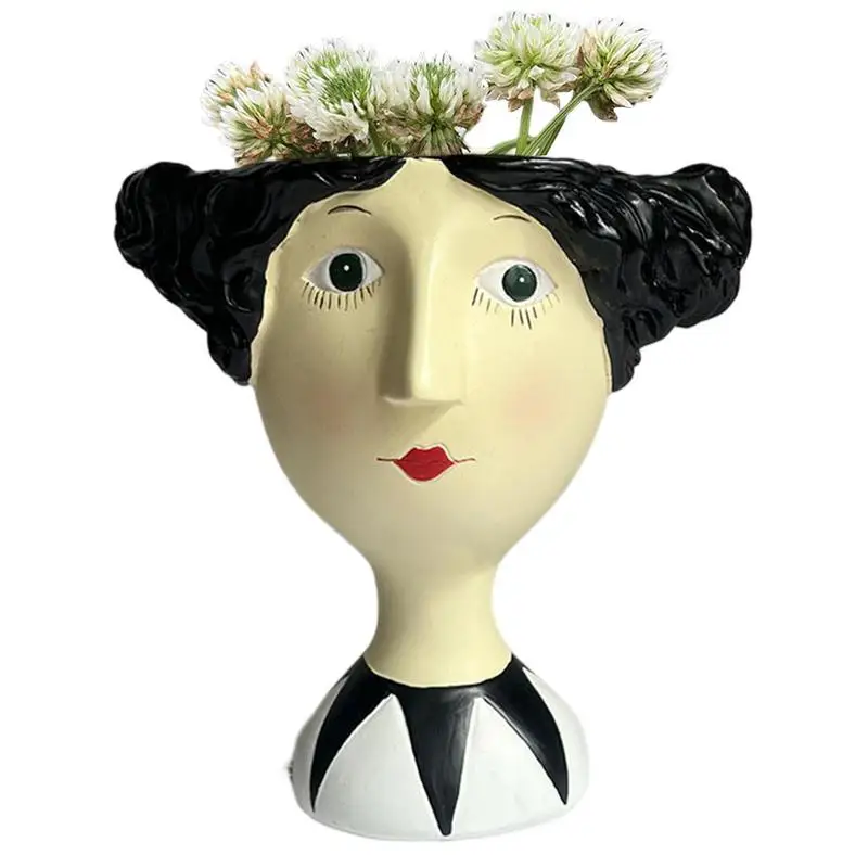 

Creative Face Flower Pot Head Planter Pot Succulent Planter Resin Art Statue Sculpture Potted Decorative Ornaments Vase Decor