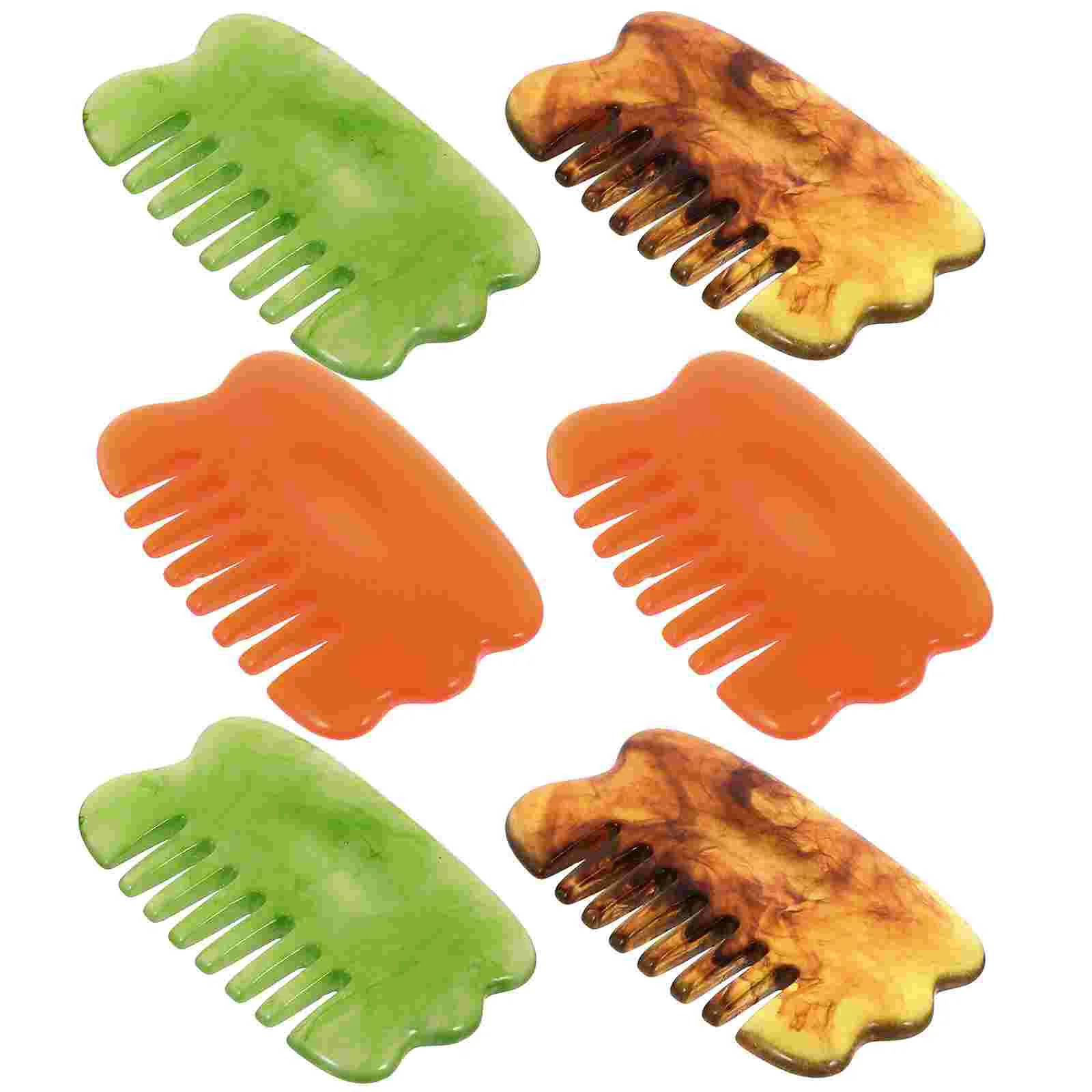 

6 PCS Massage Board Scraping Bride Face Tool Multitool Natural Resin Gua Sha Comb
