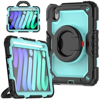 heavy duty armor silicone case for ipad mini6 5 air 12 9 11 10 2 9 7 tpu pc drop proof cover with shoulder strap screen film