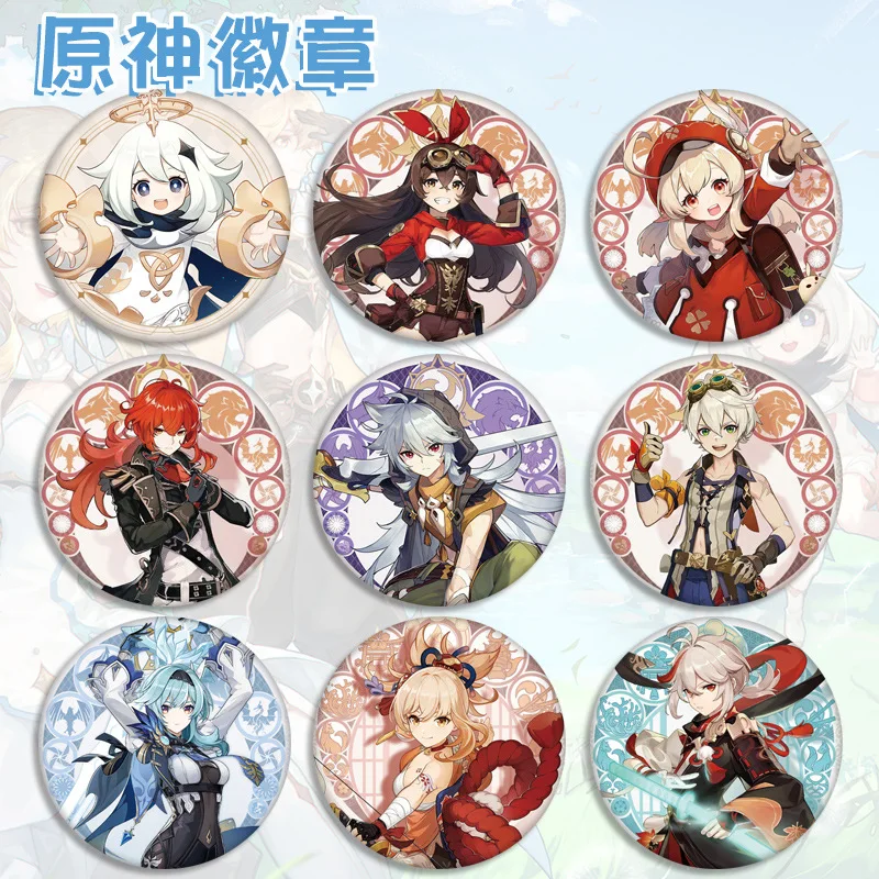 

Anime Genshin Impact Diluc Amber Kaeya Barbara Klee Bennett Sucrose Paimon Xiao Hutao Beidou Keqing Zhongli Ganyu Badge Brooch