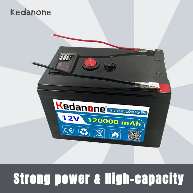 

New 12V Battery 120Ah 18650 lithium battery pack Rechargeable battery for solar energy electric vehicle battery+12.6v3A charger