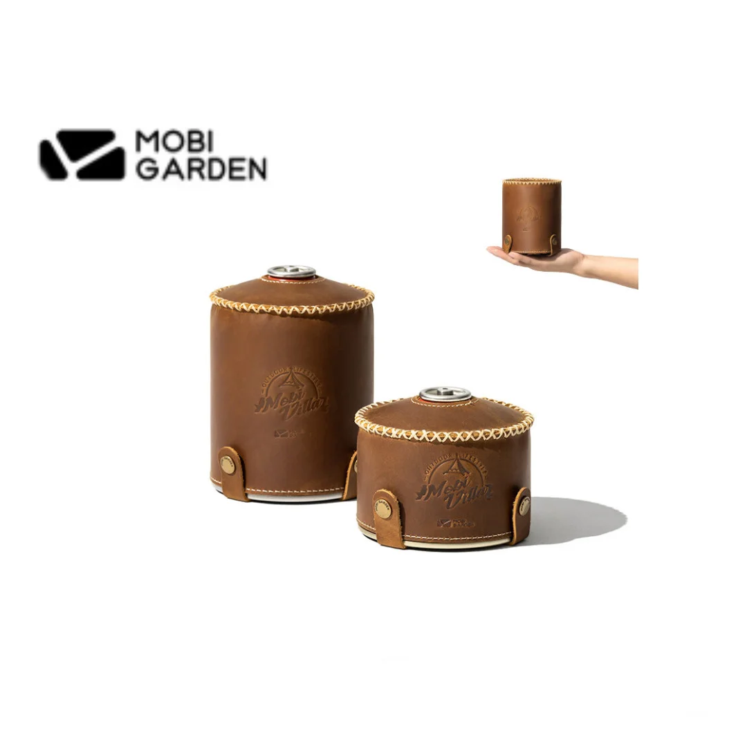 

2023 MOBI GARDEN Exquisite Embossing Craftsmanship Camping Cowhide Gas Tank Cover Outdoor Protective Case Retro Leather Cover