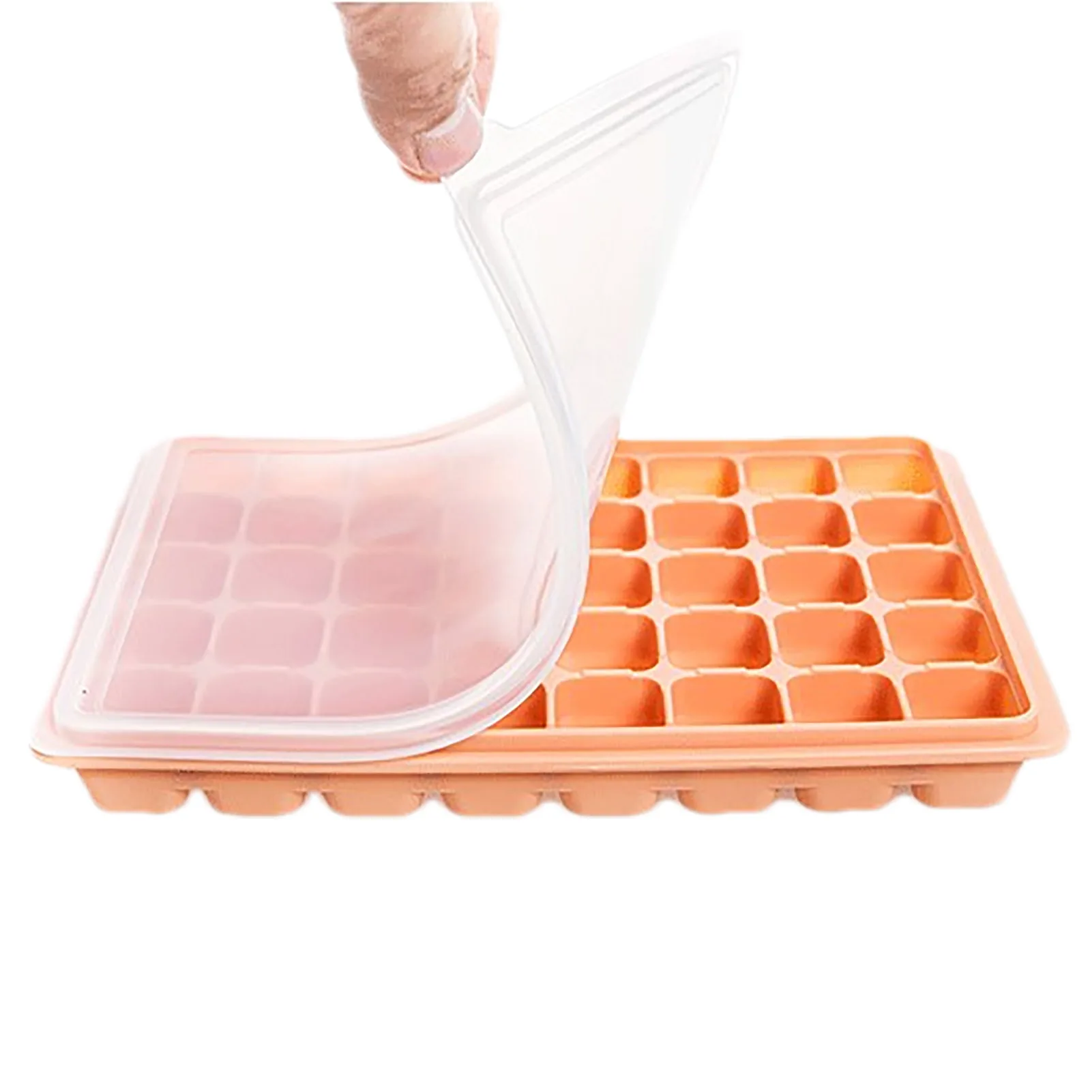 

Kitchen Ice Cube Trays 40-Cavities Ice Cube Maker Tray With Spill-Resistant Removable Lid BAPs Free Flexible Odorless