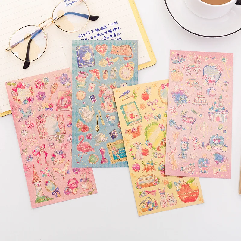 

Bronzing Laser Sticker Creative Handbook Hand Account DIY Decorative Collage Material Stickers Korean Stationery