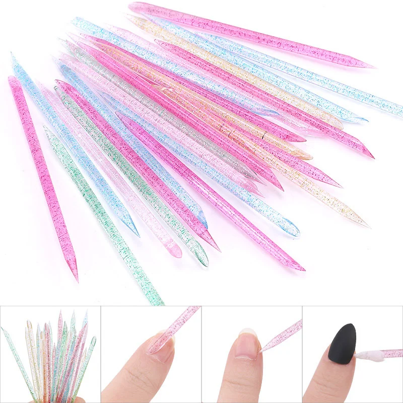 

50pcs Nail Crystal Stick Double End Nail Art Cuticle Pusher Remover Pedicure Reusable Nails Care Manicures Tool Set