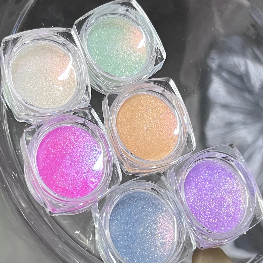 6 цветов/набор зеркальный блестящий хамелеон для ногтей блестящая пудра Аврора