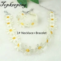 exquisite colorful style fahion lace sun flower choker necklace earring collar necklace jewelry set