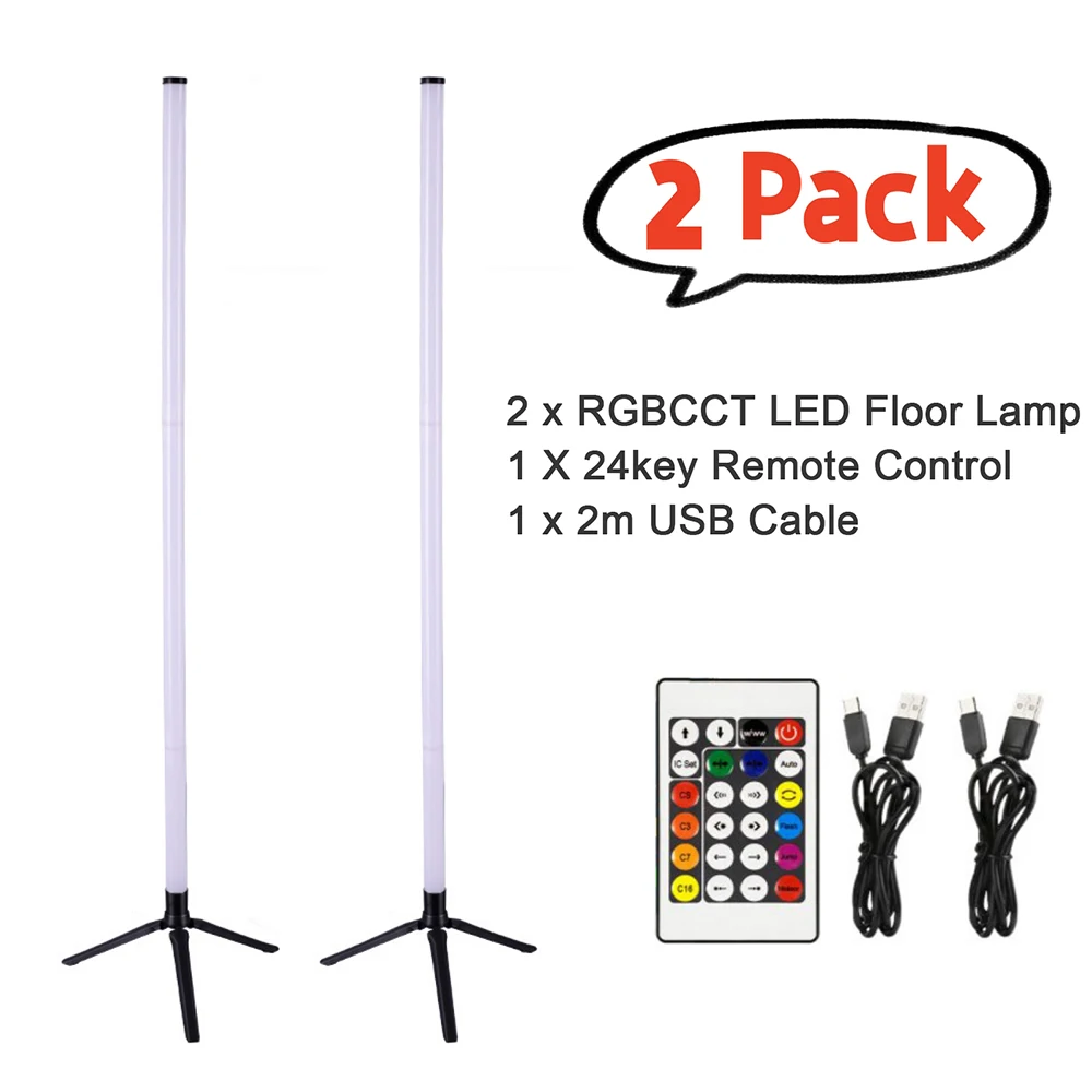 Фото 5 В 103 см Smart RGB CCT Светодиодный напольный светильник Стенд Лампа 360 Круглые трубчатые светильники с питанием от USB 24 клавиши Bluetooth Дистанционное голосовое управление Декор №2
